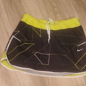 Nike Black and Neon Green Geometric Skirt